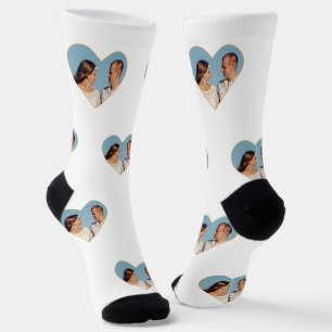 Benutzerdefiniertes Familienfoto auf weißen Crew-S Socken