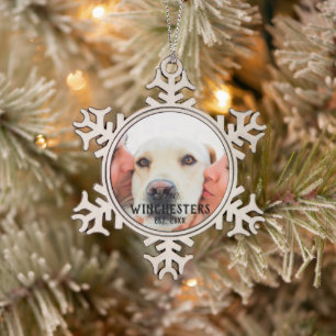 Benutzerdefiniertes Familienfoto Bild personalisie Schneeflocken Zinn-Ornament