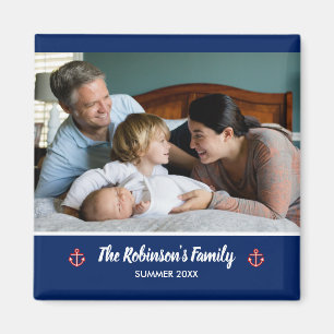 Benutzerdefiniertes Familienfoto nautisch marine n Magnet