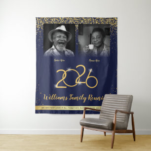 Benutzerdefiniertes Familientreffen-Banner, 2 Foto Wandteppich