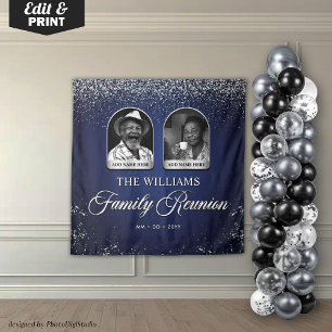 Benutzerdefiniertes Familientreffen-Banner, 2 Foto Wandteppich