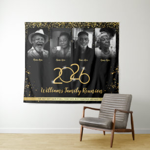Benutzerdefiniertes Familientreffen-Banner, 4 Foto Wandteppich