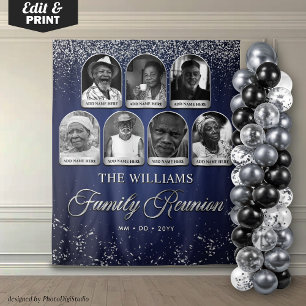 Benutzerdefiniertes Familientreffen-Banner, 7 Foto Wandteppich