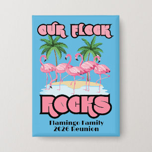 Benutzerdefiniertes Familientreffen Flamingo Party Button