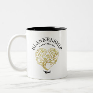 Benutzerdefiniertes Familientreffen Gold Herz Baum Zweifarbige Tasse