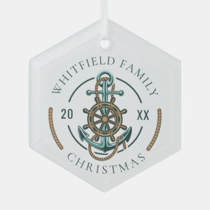 Benutzerdefiniertes Familienurlaub-Nautisches Stra Ornament Aus Glas