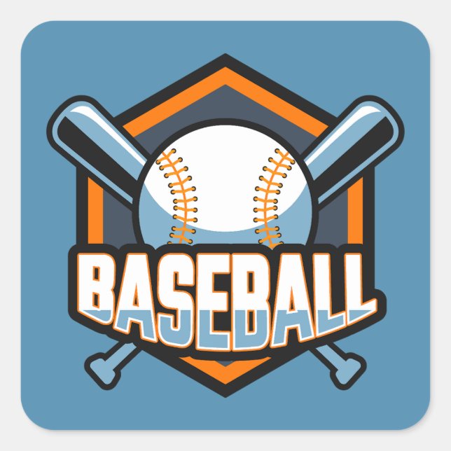 Benutzerdefiniertes FarbBaseball Quadratischer Aufkleber (Vorderseite)