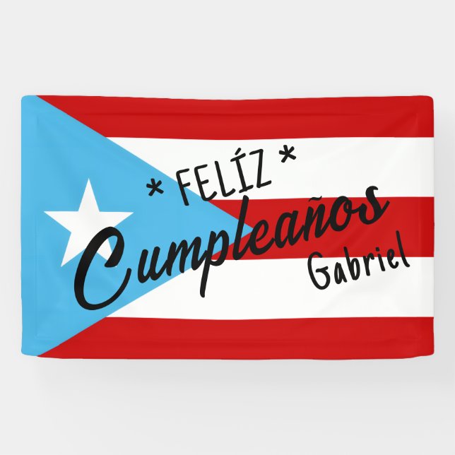Benutzerdefiniertes Feliz cumpleaños Banner – Puer (Horizontal)