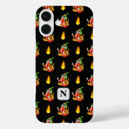 Benutzerdefiniertes Fireman Chili Black Flame Desi iPhone 16 Plus Hülle