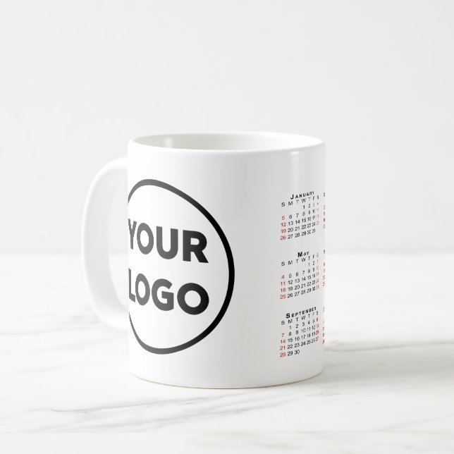 Benutzerdefiniertes Firmenlogo 2025 Kalender Kaffeetasse (Vorderseite Links)