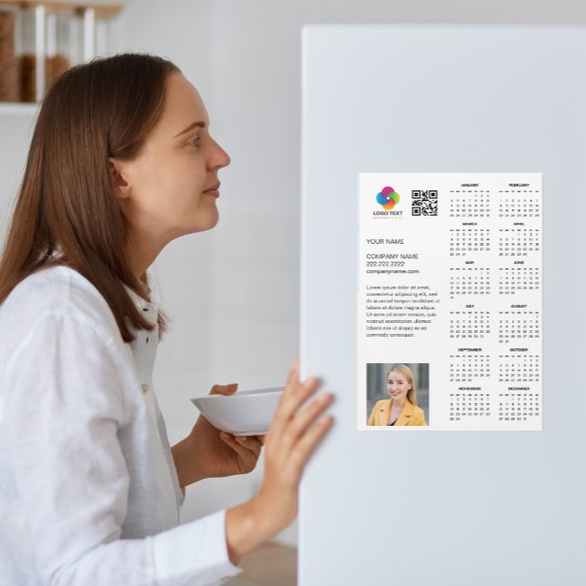 Benutzerdefiniertes Firmenlogo 2026 Terminkalender Magnetkarte (Modern Custom Business Logo Photo About Info 2026 Company Promotional Marketing Calendar Magnet )