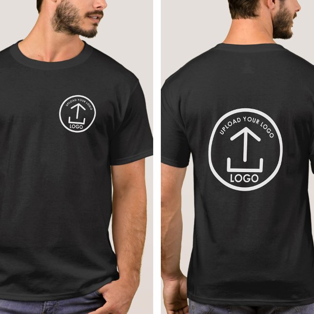 Benutzerdefiniertes Firmenlogo Doppelseitig schwar T-Shirt (Custom Company Logo Double Sided Black T-Shirt)