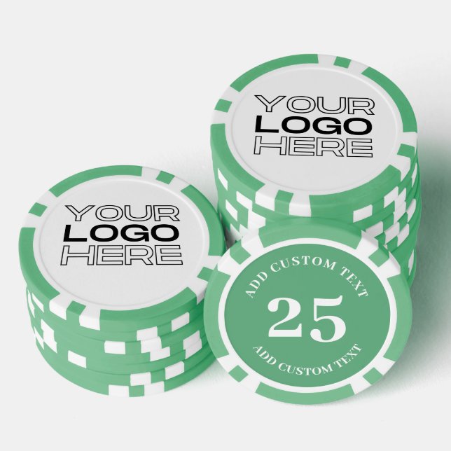 Benutzerdefiniertes Firmenlogo Green 25 Value Game Pokerchips (Stapel)