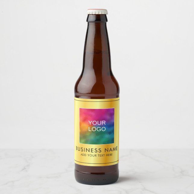 Benutzerdefiniertes Firmenlogo hier Modern Faux Go Bierflaschenetikett (Vorderseite)
