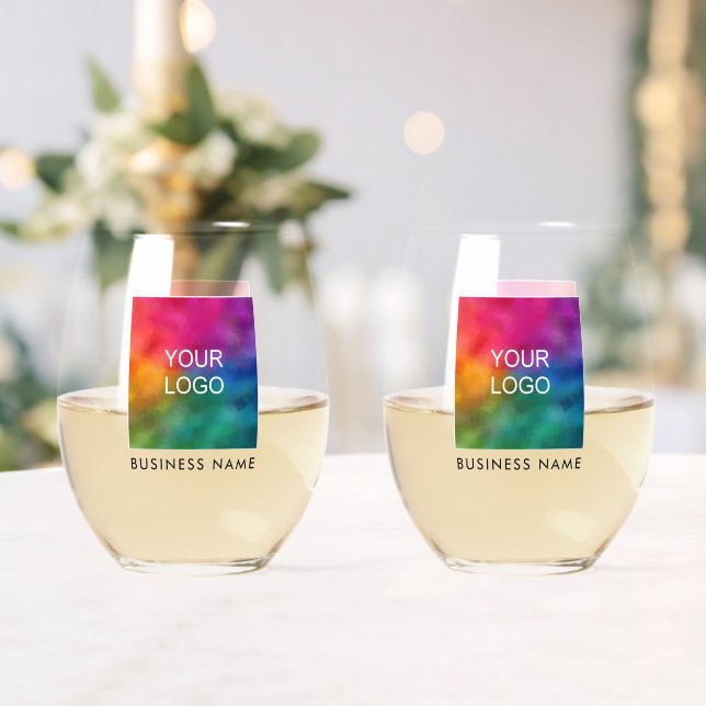 Benutzerdefiniertes Firmenlogo Hier Name Text Set  Weinglas Ohne Stiel (Insitu (Hochzeit))