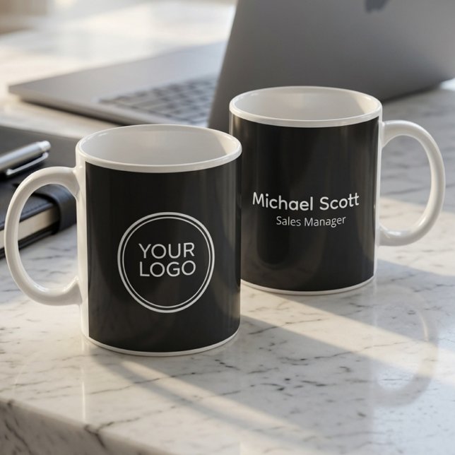 Benutzerdefiniertes Firmenlogo Mitarbeitername Kaf Kaffeetasse (Von Creator hochgeladen)