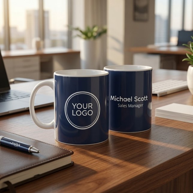 Benutzerdefiniertes Firmenlogo Mitarbeitername  Kaffeetasse (Von Creator hochgeladen)