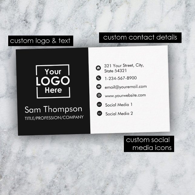 Benutzerdefiniertes Firmenlogo Modern Einfach Mini Visitenkarte (Custom Business Logo Modern Simple Minimalist Business Card)