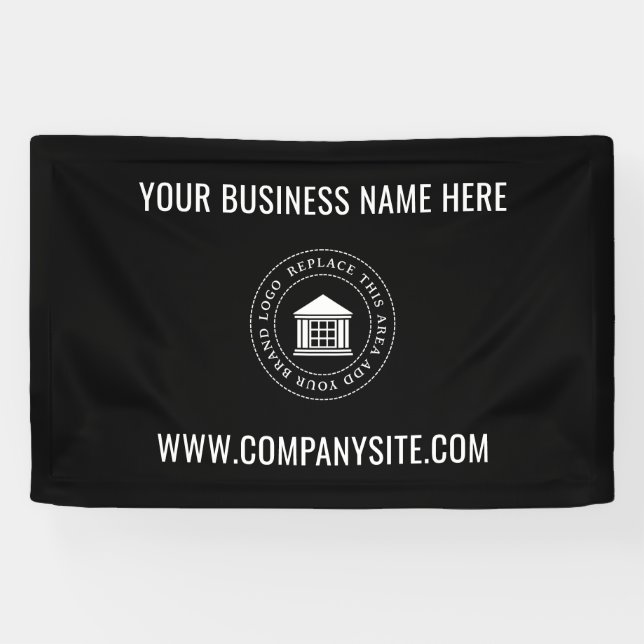 Benutzerdefiniertes Firmenlogo | Schwarz-Minimalis Banner (Horizontal)
