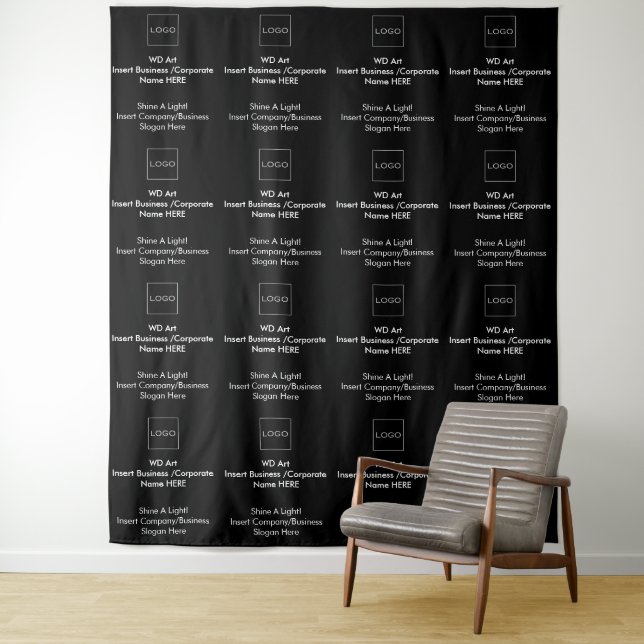 Benutzerdefiniertes Firmenlogo Schwarz, weißes, ei Wandteppich (Beispiel)