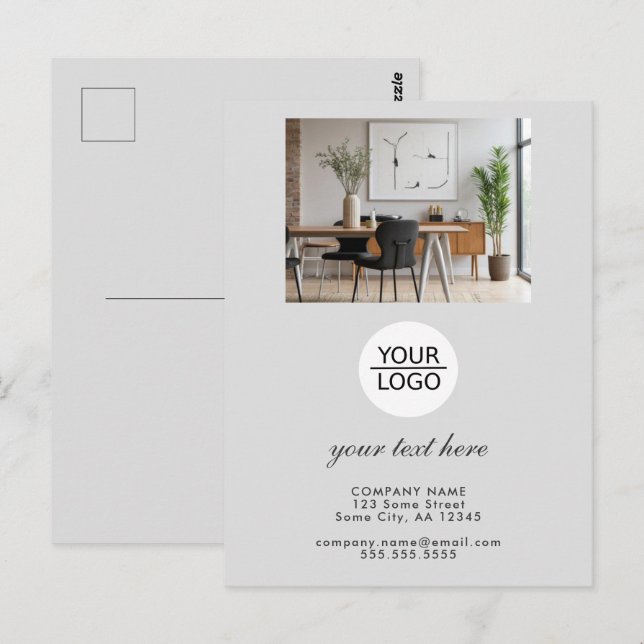 Benutzerdefiniertes Firmenlogo & Text Büro Postkarte (Vorne/Hinten)