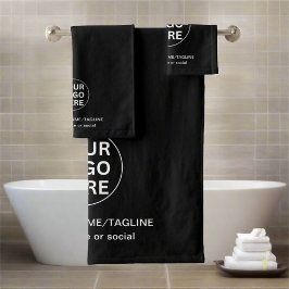 Benutzerdefiniertes Firmenlogo & Text l Schwarzwei Badhandtuch Set