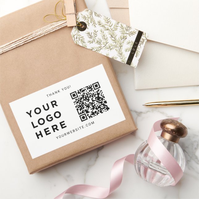 Benutzerdefiniertes Firmenlogo, Text, Website, QR- Rechteckiger Aufkleber (Schenken)