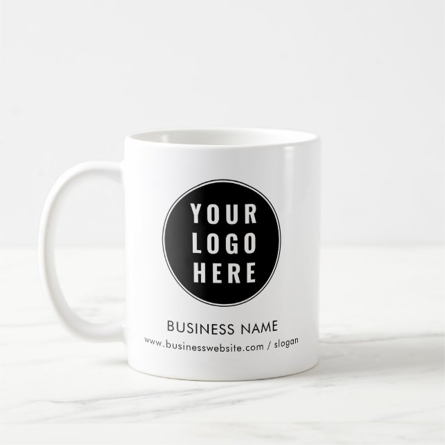 Benutzerdefiniertes Firmenlogo und Firmenwebsite Kaffeetasse (Links)