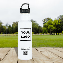 Benutzerdefiniertes Firmenlogo und QR-Code in Weiß Edelstahlflasche