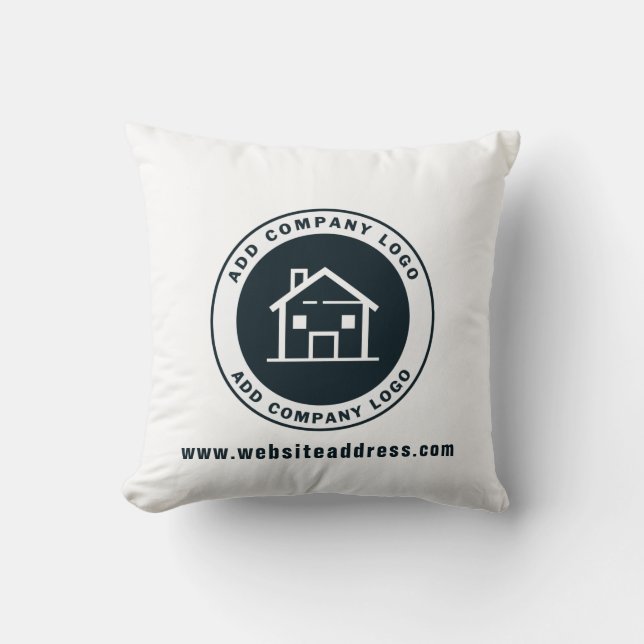 Benutzerdefiniertes Firmenlogo und Website-Adresse Kissen (Vorderseite)