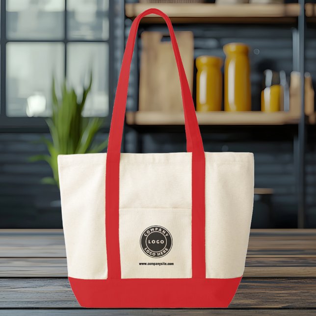 Benutzerdefiniertes Firmenlogo und Website-Mitarbe Tragetasche (Your Business Logo Red Large Company Promotional Customers Tote Bag)