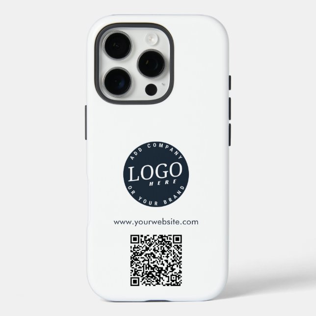Benutzerdefiniertes Firmenlogo und Website-QR-Code iPhone 16 Pro Hülle (Rückseite)