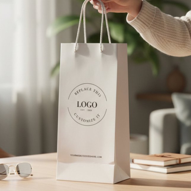 Benutzerdefiniertes Firmenlogo und Website weiß Geschenktüte Für Weinflaschen (custom business logo and website on wine gift bag.)