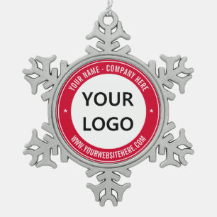 Benutzerdefiniertes Firmenlogo und Weihnachtsdekor Schneeflocken Zinn-Ornament