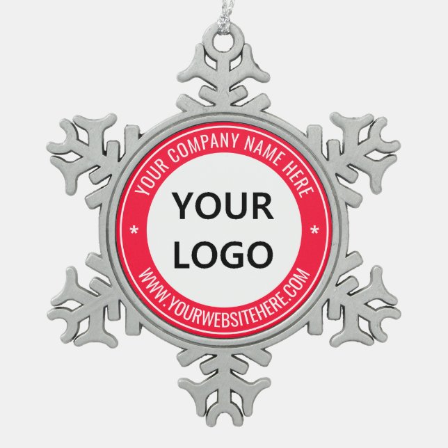 Benutzerdefiniertes Firmenlogo und Weihnachtsdekor Schneeflocken Zinn-Ornament (Vorderseite)