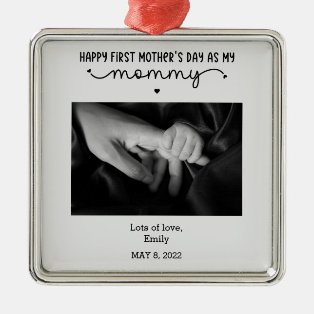 Benutzerdefiniertes First Mother Day Foto Niedlich Ornament Aus Metall (Vorne)