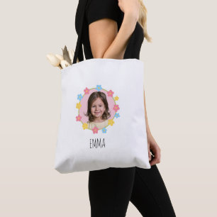 Benutzerdefiniertes florales Foto mit Namen Tasche