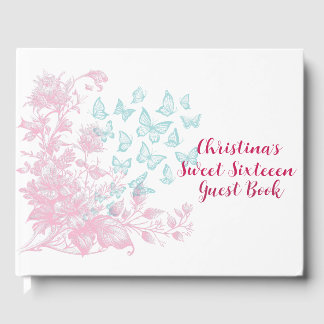 Benutzerdefiniertes florales, girly Sweet Sixteen Gästebuch