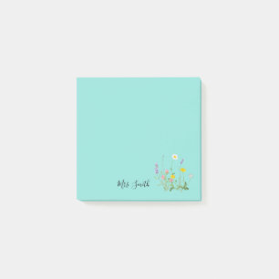 Benutzerdefiniertes florales Monogramm Teal Blau Post-it Klebezettel