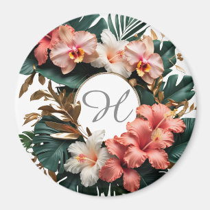 Benutzerdefiniertes florales Monogramm Tropisches  Magnet