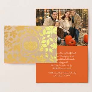Benutzerdefiniertes Foto Autumn Leaves Pumpkin E Folienkarte