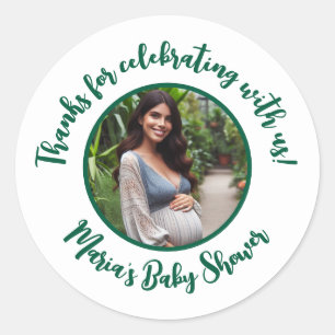 Benutzerdefiniertes Foto Baby Shower Moderne Schri Runder Aufkleber