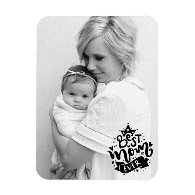 Benutzerdefiniertes Foto Beste Mama je Black Scrip Magnet (Vertikal)