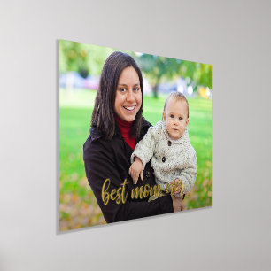 Benutzerdefiniertes Foto Beste Mama je Gold-Script Foliendrucke