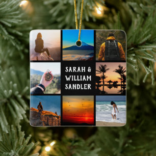 Benutzerdefiniertes Foto BildCollage und Weihnacht Keramikornament
