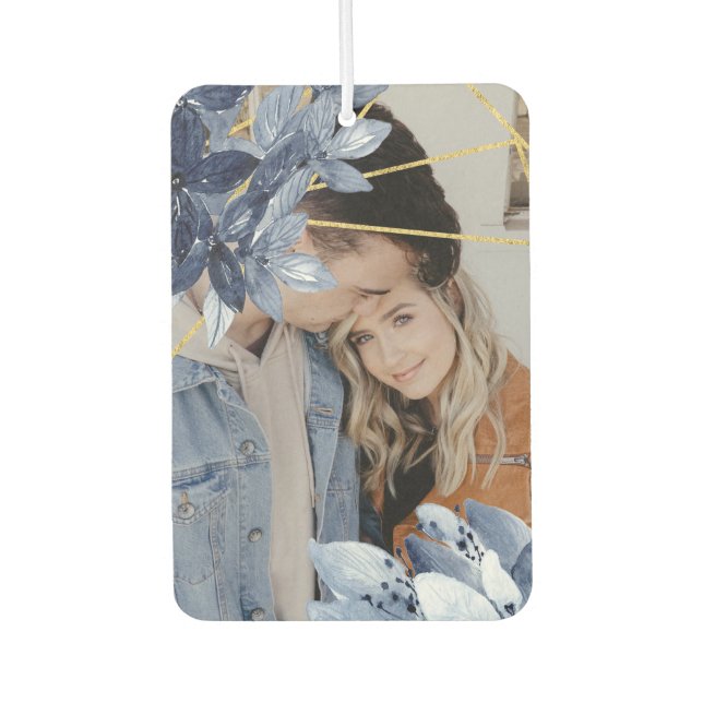 Benutzerdefiniertes Foto Blue Blume Frame Personal Autolufterfrischer (Vorderseite)