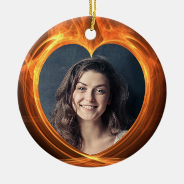 Benutzerdefiniertes Foto, das Orange-Abschluss fla Keramik Ornament (Vorne)