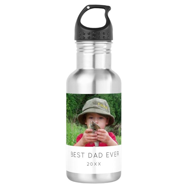 Benutzerdefiniertes Foto Der beste Vater aller Zei Edelstahlflasche (Vorderseite)