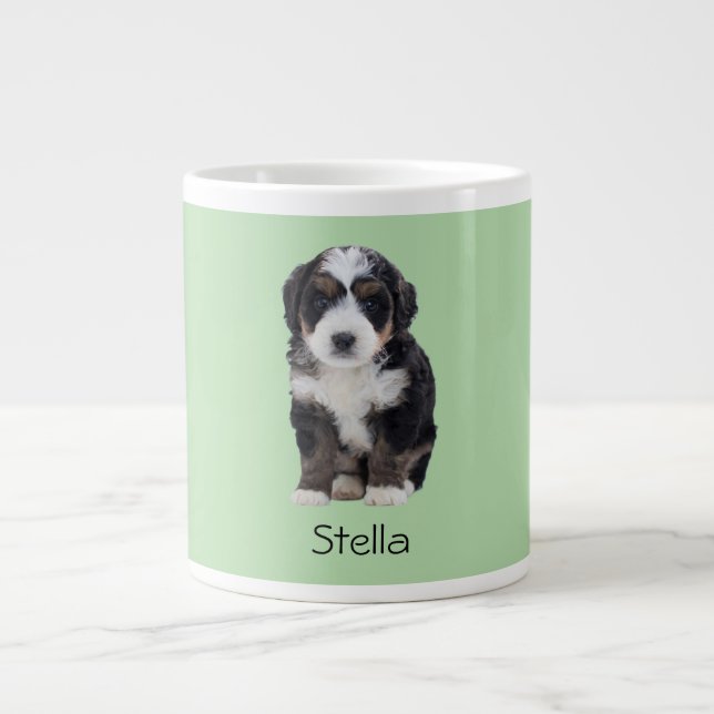 Benutzerdefiniertes Foto des Hundes - Grün mit Nam Jumbo-Tasse (Vorderseite)