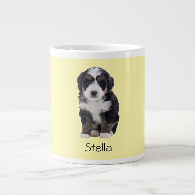 Benutzerdefiniertes Foto des Hundes - Pastellgelb  Jumbo-Tasse (Vorderseite)